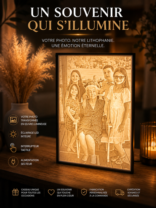 Lampe lithophanie personnalisée - Portrait lumineux 3D