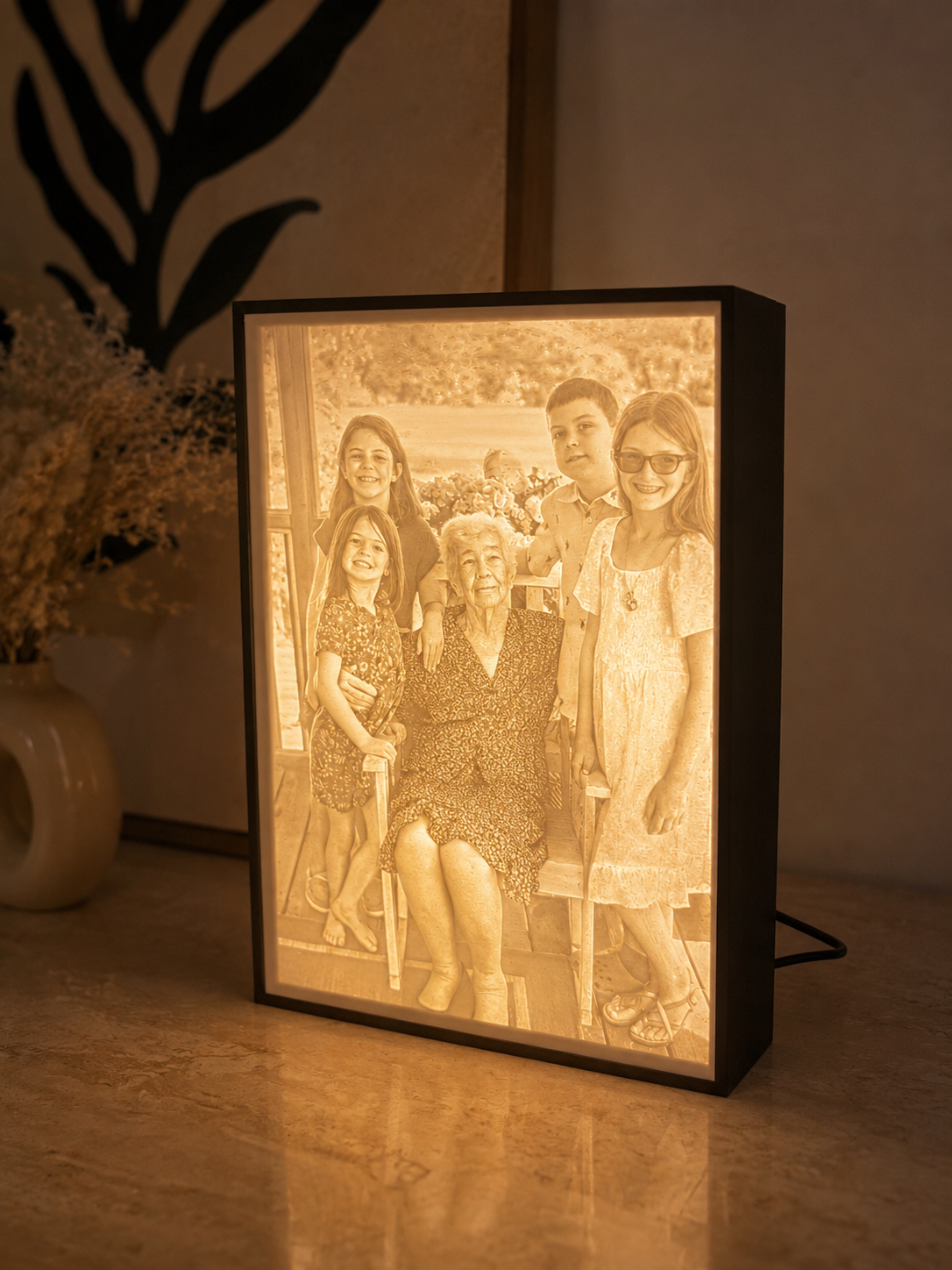 Lampe lithophanie personnalisée - Portrait lumineux 3D